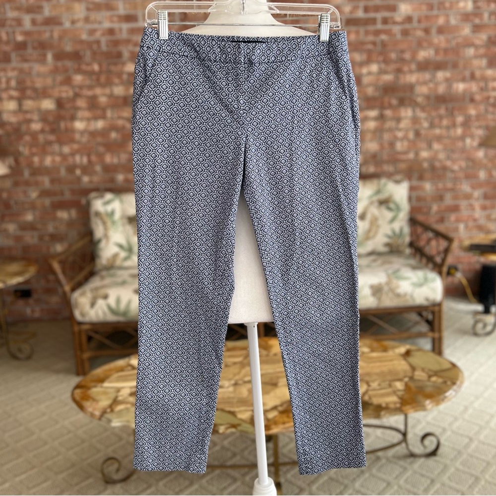 Amanda & Chelsea Pants Ankle Blue Graphic 4 Midrise Office Cropped Casual Job